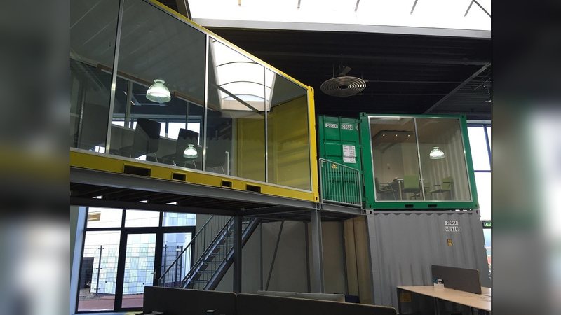 Kantoorunit op bouwplaats tijdelijke werkruimte container